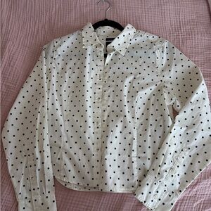 GAP Cream Button-Up Shirt with Black Polka Dots